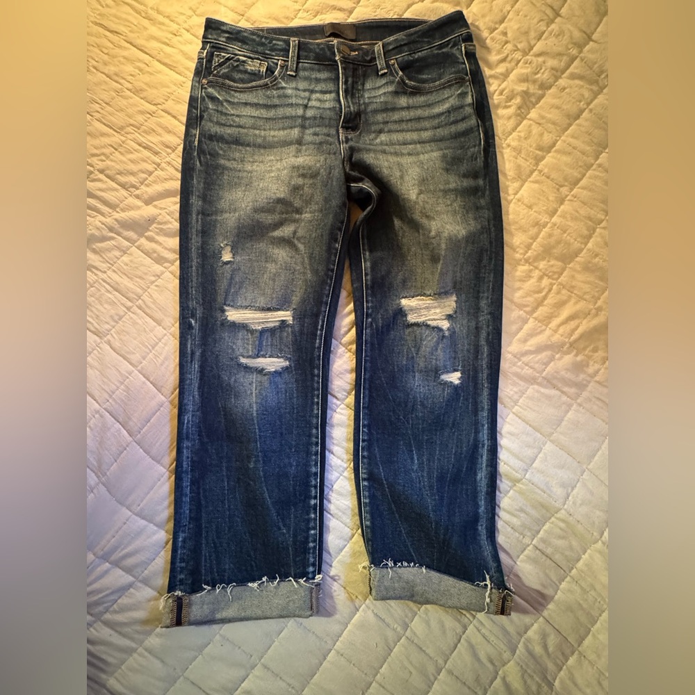 NWOT Buckle Black Cropped Straight leg tummy control jeans factory distressed